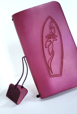 Lotus Surfboard | Leather Notebook Cover | Amethyst
