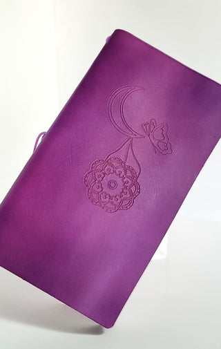Lunar Lotus | Leather Notebook Cover | Amethyst