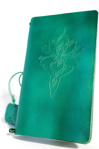 Lotus Wand | Leather Notebook Cover | Jade